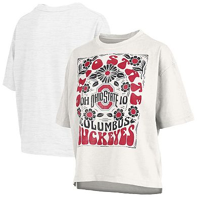 Women's Pressbox White Ohio State Buckeyes Harmony Oversized Slub T-Shirt