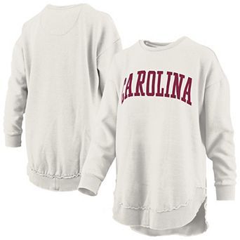 Women's Pressbox Oatmeal South Carolina Gamecocks Melange Poncho Vintage Fleece Long Sleeve Pullover Sweatshirt