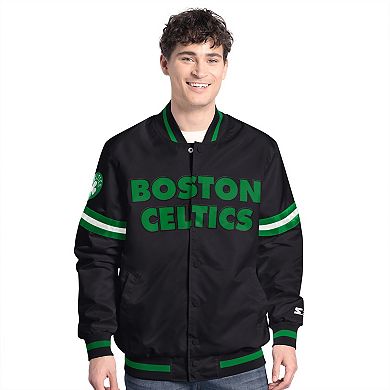 Men's Starter Black Boston Celtics Scout Varsity Full-Snap Jacket