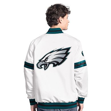 Men's Starter White Philadelphia Eagles Scout Full-Snap Varsity Jacket