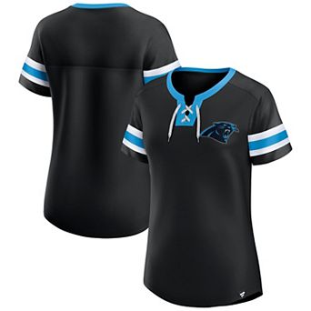 Women's Fanatics Black Carolina Panthers Lace-Up Bling T-Shirt
