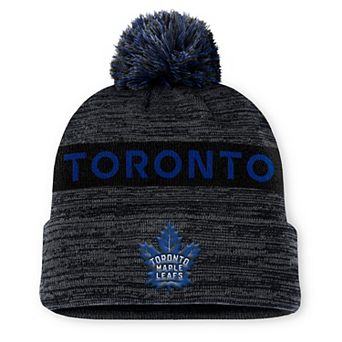 Men's Fanatics Black Toronto Maple Leafs Authentic Pro Alternate Logo Cuffed Knit Hat with Pom