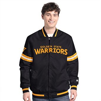 Men's Starter Black Golden State Warriors Scout Varsity Full-Snap Jacket