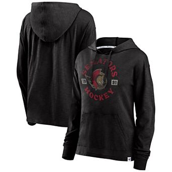 Women's Fanatics Heather Black Ottawa Senators True Classic Pullover Hoodie