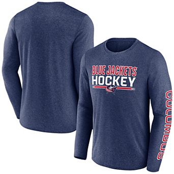 Men's Fanatics Heather Navy Columbus Blue Jackets Sweep Iconic Synthetic Long Sleeve T-Shirt