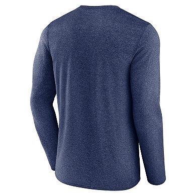 Men's Fanatics Heather Navy Columbus Blue Jackets Sweep Iconic Synthetic Long Sleeve T-Shirt