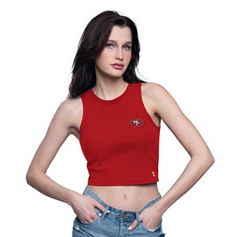 Women's Starter Scarlet San Francisco 49ers Show Up Cropped Tank Top