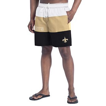 Men's G-III Sports by Carl Banks Black/Gold New Orleans Saints Sunrise Volley Swim Shorts