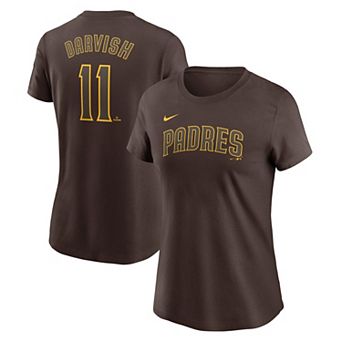 Women's Nike Yu Darvish Brown San Diego Padres Fuse Name & Number T-Shirt