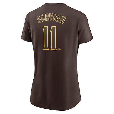 Women's Nike Yu Darvish Brown San Diego Padres Fuse Name & Number T-Shirt