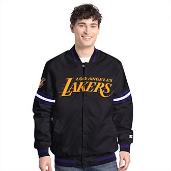 Men's Starter Black Los Angeles Lakers Scout Varsity Full-Snap Jacket