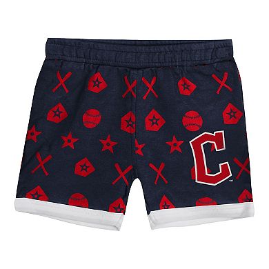 Infant Navy Cleveland Guardians On Deck 2-Piece Diaper Cover Set