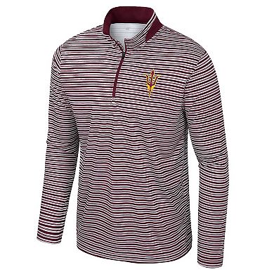 Men's Colosseum Maroon Arizona State Sun Devils Striped Quarter-Zip Top