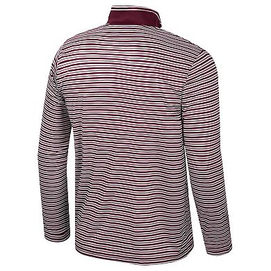 Men's Colosseum Maroon Arizona State Sun Devils Striped Quarter-Zip Top