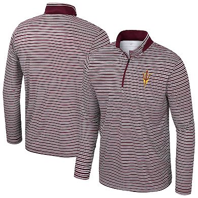 Men's Colosseum Maroon Arizona State Sun Devils Striped Quarter-Zip Top