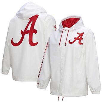 Men's��Mitchell & Ness White Alabama Crimson Tide Coaches Full-Snap Hoodie Jacket