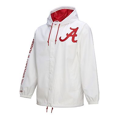 Men's Mitchell & Ness White Alabama Crimson Tide Coaches Full-Snap Hoodie Jacket