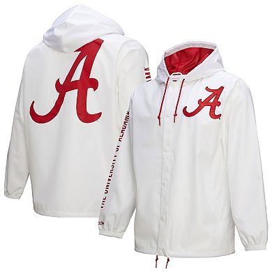 Men's Mitchell & Ness White Alabama Crimson Tide Coaches Full-Snap Hoodie Jacket