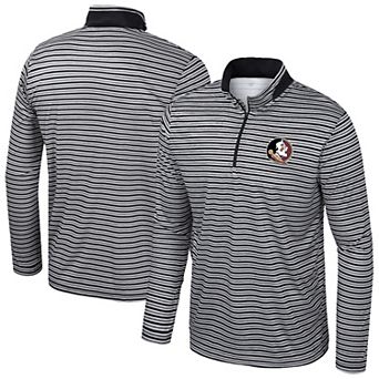 Men's Colosseum Black Florida State Seminoles Striped Quarter-Zip Top