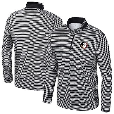 Men's Colosseum Black Florida State Seminoles Striped Quarter-Zip Top