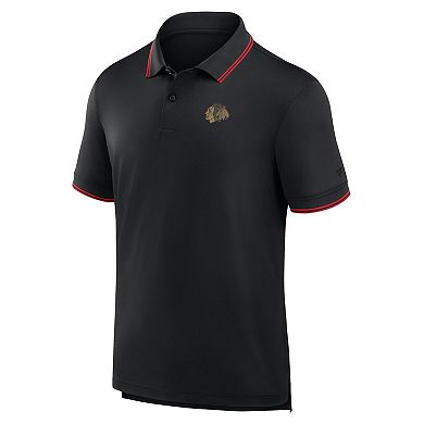 Men's Fanatics Black Chicago Blackhawks Front Office Move Mono Polo