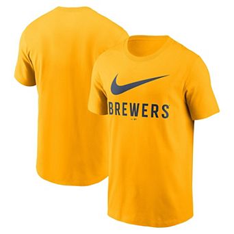 Men's Nike Gold Milwaukee Brewers Swoosh T-Shirt