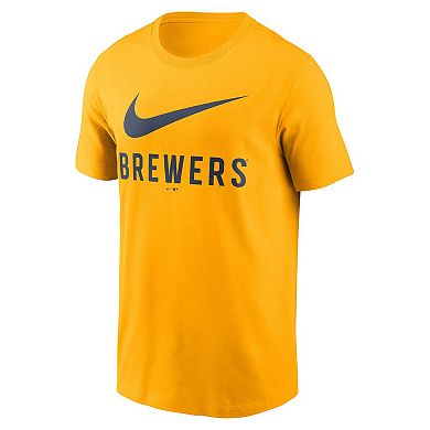 Men's Nike Gold Milwaukee Brewers Swoosh T-Shirt