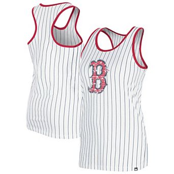 Women's New Era White Boston Red Sox Gameday Pinstripe Tank Top
