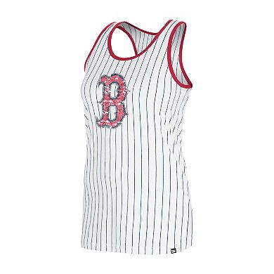 Women's New Era White Boston Red Sox Gameday Pinstripe Tank Top