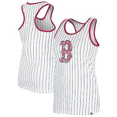 Women's New Era White Boston Red Sox Gameday Pinstripe Tank Top