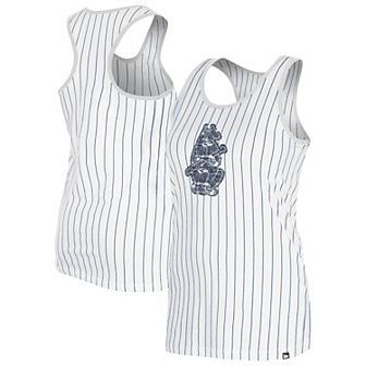 Women's New Era White Chicago Cubs Gameday Pinstripe Tank Top