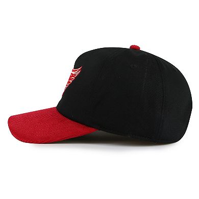 Men's American Needle Black/Red Detroit Red Wings Burnett Adjustable Hat