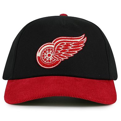 Men's American Needle Black/Red Detroit Red Wings Burnett Adjustable Hat