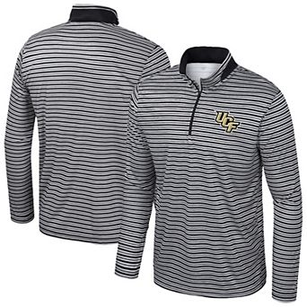 Men's Colosseum Black UCF Knights Striped Quarter-Zip Top