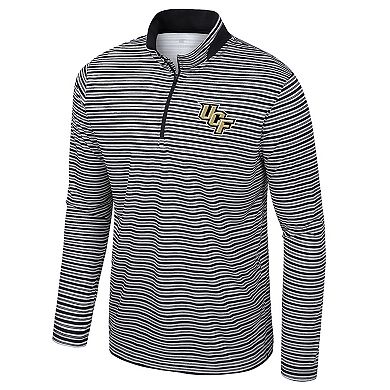 Men's Colosseum Black UCF Knights Striped Quarter-Zip Top
