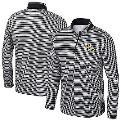 Men's Colosseum Black UCF Knights Striped Quarter-Zip Top