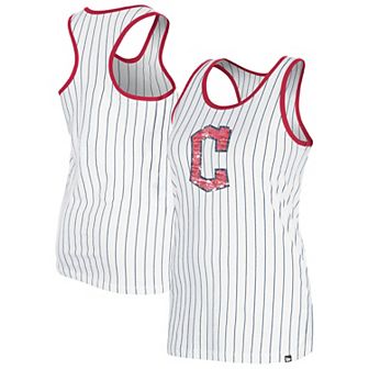 Women's New Era White Cleveland Guardians Gameday Pinstripe Tank Top