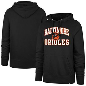 Men's '47 Black Baltimore Orioles Velocity Headline Pullover Hoodie