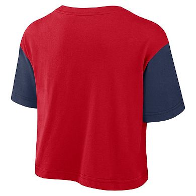 Women's Nike Red/Navy Atlanta Braves Script Cropped Performance T-Shirt