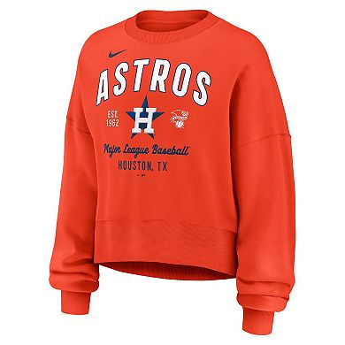 Women's Nike Orange Houston Astros Oversized High Hip Pullover Sweatshirt