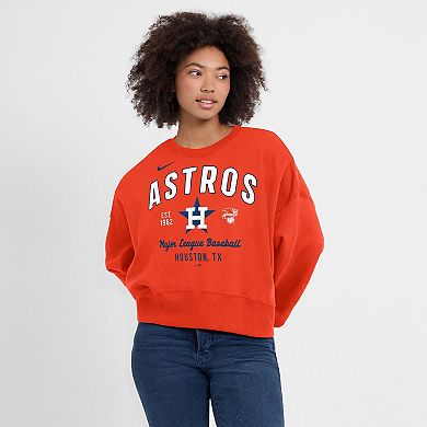 Women's Nike Orange Houston Astros Oversized High Hip Pullover Sweatshirt