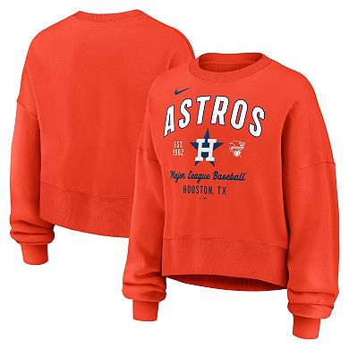 Women's Nike Orange Houston Astros Oversized High Hip Pullover Sweatshirt