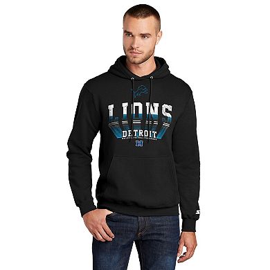 Men's Starter Black Detroit Lions Retro Pullover Hoodie