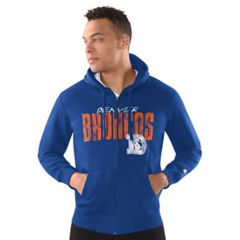 Men's Starter Royal Denver Broncos Distressed Classic Full-Zip Hoodie