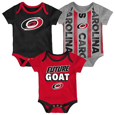 Newborn Carolina Hurricanes Loyal Buddies Three-Pack Bodysuit Set