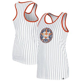 Women's New Era White Houston Astros Gameday Pinstripe Tank Top