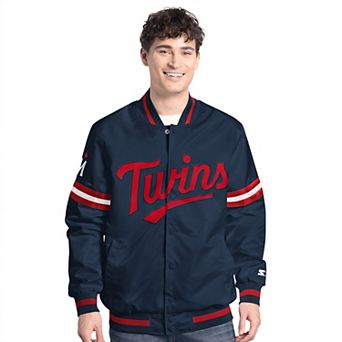 Men's Starter Navy Minnesota Twins Scout Full-Snap Varsity Jacket
