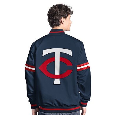 Men's Starter Navy Minnesota Twins Scout Full-Snap Varsity Jacket