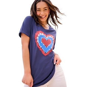 Woman Within Plus Size Cuffed Americana Print Tee