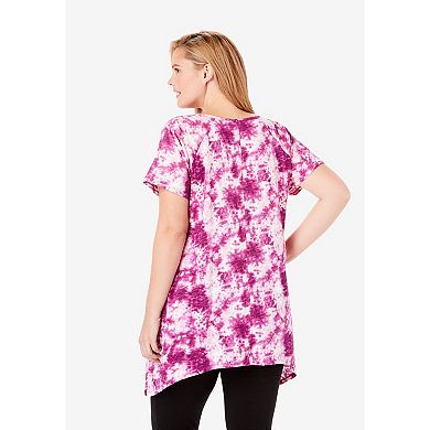 Woman Within Plus Size Textured Pointed Hem Tunic